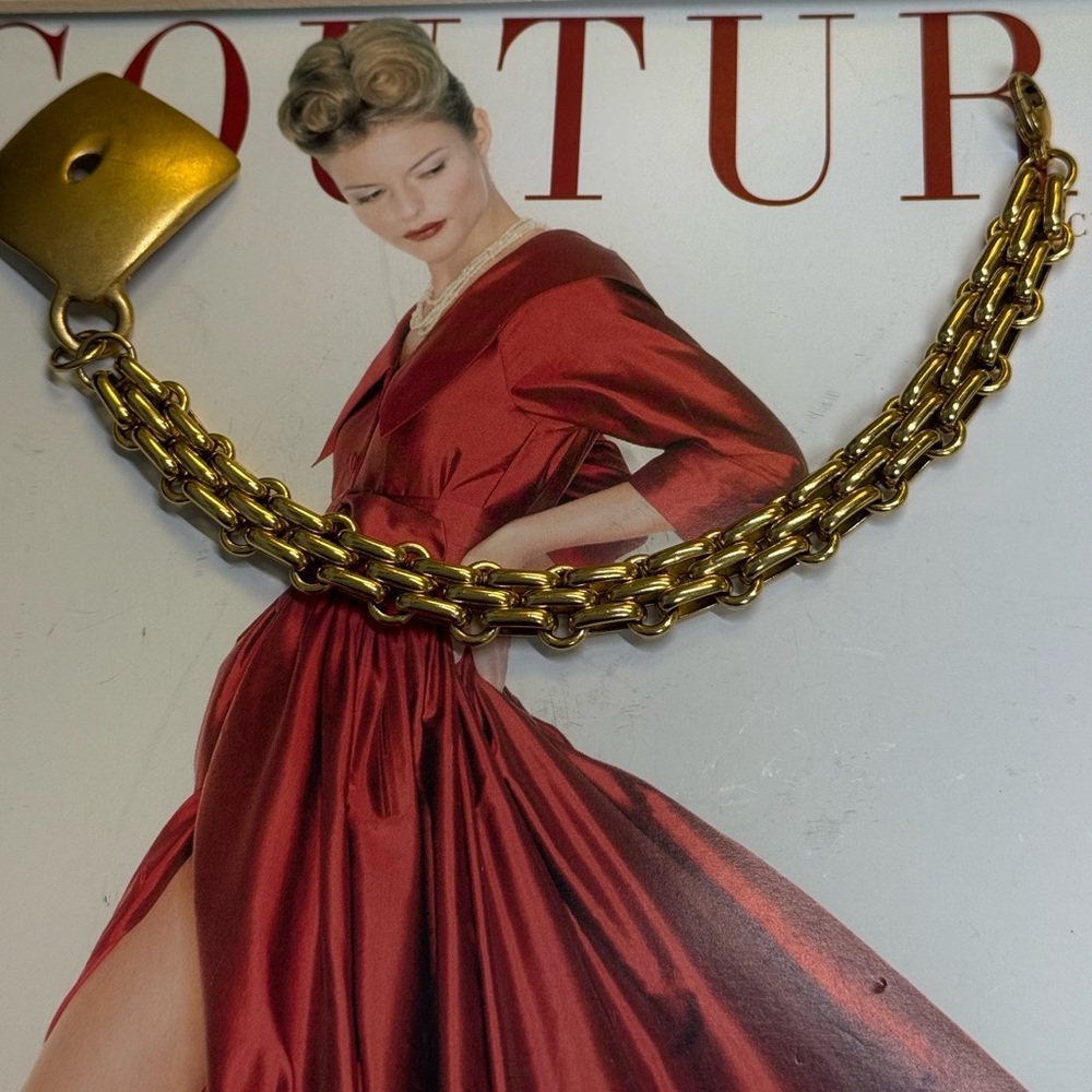 Gold Chain Bracelet with  square pendant